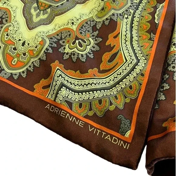 Adrienne Vittadini Brown Silk Velvet Paisley Scarf